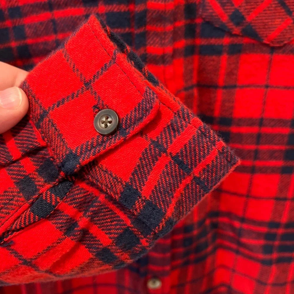 LIV Outdoor Red Plaid Flannel Button Down Shirt‎ Kids 10/12 NWT